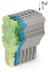 1-wire female connector, 8 pole, pitch 3.5 mm, straight, green-yellow/blue/gray, 2020-108/000-039