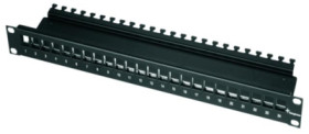 19 inch module carrier, 24 x RJ45, horizontal, 1 row, (W x H x D) 482.6 x 44 x 115 mm, black, 100021497