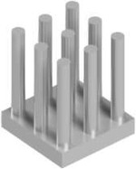 Pin heatsink, (L x W x H) 10 x 10 x 12.5 mm, 22.5 to 15.5 K/W, natural aluminum, 10006847