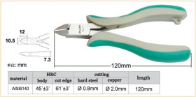Szczypce obcinaczki boczne do przewodów miedzianych Cu 1,6mm. Długość całkowita 120mmPM-711