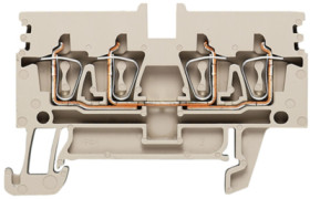 Through terminal block, spring balancer connection, 0.5-2.5 mm², 4 pole, 24 A, 6 kV, dark beige, 1933740000