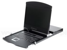 Konsola KVM LCD, 19", 8-portowy KVM, 1U, rack, pojedyncza szyna (Wave KVM)