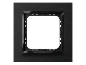IMPRESJA PRESTIGE Ramka 1 pojedyncza aluminiowa 4 mm szczotkowany antracyt + ramka czarna R-1YAC/64/25 OSPEL