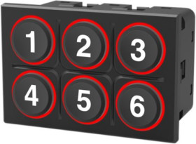 EAO Series 09 In Cabin Keypad 6PB, Hardwired, 12V,Screw-in, LED red, Symbol Inserts Numbers 1 to 6