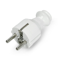Wtyczka prosta WT-30 - do gniazdka z uziemieniem - biała