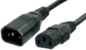 Extension cable, International, C14-plug, straight on C13 socket, straight, HARSJT 3 x AWG 17, black, 3 m, C14G-HARSJT3X17(1,0)A