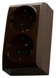 BIS Gniazdo podwójne z/u Schuko z przesłonami brązowe GN-2BSP/24