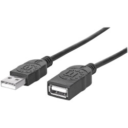 Manhattan 308519 USB cable USB 2.0 A plug to socket 1m Black Metal foil shield
