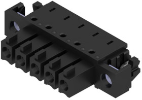 Socket header, 5 pole, pitch 3.81 mm, angled, black, 1028750000