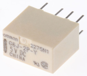 Przekaźnik sygnału, 5V dc, 1 A, DPDT, 2-polowy, montaż PCB, Omron G6J