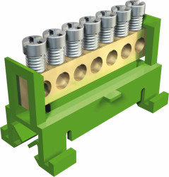 OBO Bettermann 2054019 Listwa zaciskowa zielony 7 styków 16 mm² Zestaw 10-elementowy 10 szt.