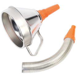 Sealey FM16F Funnel Metal with Flexi Spout and Filter 160mm
