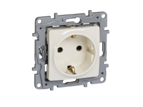 NILOE Gniazdo schuko zaciski śrubowe z przesłoną kremowe 764629 LEGRAND