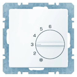 Regulator temperatury pomieszczenia z zestykiem zmiennym i elementem centralnym śnieżnobiały aksamit Q.1 20266089
