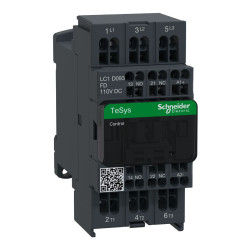 Stycznik TeSyS D 110V dc Schneider Electric styki: 3-biegunowy 9 A 1 NO/1 NC 110V Sprężynowe LC1D093FD