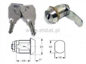 Zamek do szaf z kluczem typ 827; fi 16mm
