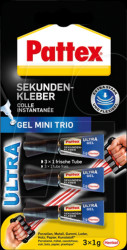 PSMG3 Pattex Sekundenkleber Mini Trio Gel PSMG3, 3 x 1 g