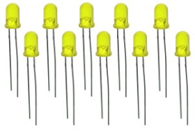 Dioda LED 5mm THT okrągła żółta - pakiet 10szt