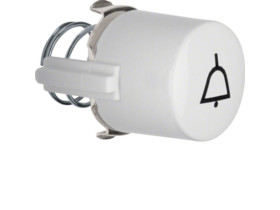 Serie 1930/Glas Przycisk do wyłącznika i sygnalizatora E10 symbol dzwonka biały 1227 HAGER