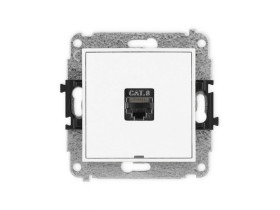 MINI Gniazdo komputerowe RJ45 kat.8 ekranowane 8-stykowy bez p.opis. biały MGKBO-11 KARLIK