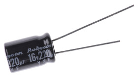 Kondensator 220μF 16V dc Radialny, Otwór przelotowy Rubycon roztaw: 3.5mm 8 (Dia.) x 11.5mm