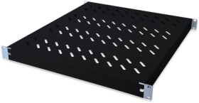Shelf, fixed mounting, steel, (W x H x D) 483 x 43 x 508 mm, 1 U, black, for 483 mm profile rails, DN-97647