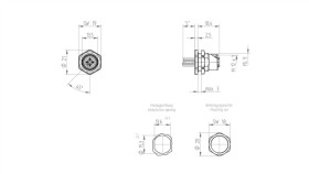 Rkh 4/1 M Gniazdo Proste M12, 4P Z Kablem 1M