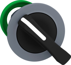 Toggle switch, 3 positions, unlit, groping, waistband round, black, front ring gray, 45°, mounting Ø 30.5 mm, ZB5FJ8C0