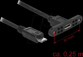 85245 USB 2.0 kabel, Micro B female to Micro B male, 0.25 m