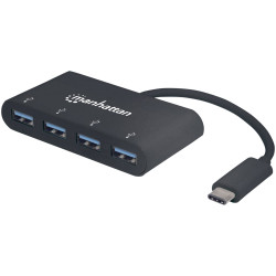 Manhattan 162746 USB 3.2 Gen1 hub 4 ports USB C connector Black
