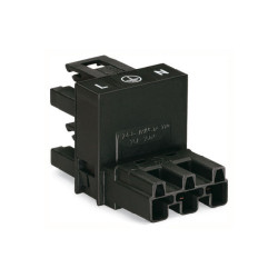 WAGO 770-636 3 Pole 10mm h-distribution Connector Leads 1 Plug &#x2B; 2 Socket Black