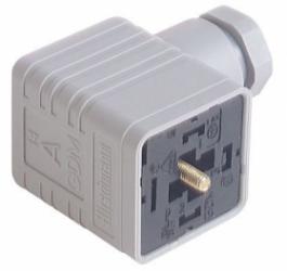 GDML2016GB1 250V~/=, 2+PE, gniazdo na kabel z mostkiem Gretza + śruba M3x35mm, szary, 934407106, Hirschmann, GDML 2016 GB 1