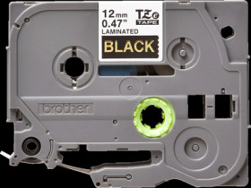 Labelling tape cartridge, 18 mm, tape black, font gold, 8 m, TZE-344