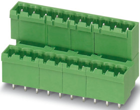 Pin header, 2 pole, pitch 5.08 mm, straight, green, 1845332