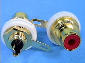 Gniazdo RCA CINCH montażowe duże złocone