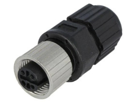 Złącze M12, żeńskie, PIN:4, wtyk, proste, 250V M12A-04BFFA-SL8001