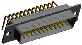 Złącze D-Sub 25-pinowe Męski Kąt prosty Montaż wtykowy raster 2.77mm Złoto