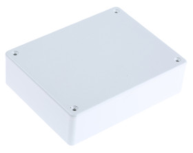 Obudowa Tworzywo ABS odporne na ogień szerokość zew. 94 mm długość zew. 121 mm wys. zew. 34 mm Hammond IP54 Szary