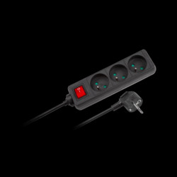 Przedł. 3gn+uz+wył 1,5m czarny REBEL URZ3197-1,5