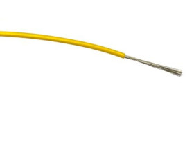 Przewód jednożyłowy linkowy, 0,5 mm², 16/0,2 mm, 20 AWG, PVC, 1 kV AC, Żółty, dł. 500m, RS PRO