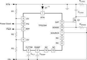 12-V to 80-V hot swap controller for Redundant -48-V Supplies