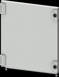 Compartment door, rectangular, sheet steel, (W x H x D) 400 x 450 x 25 mm, light gray, for built-in installation devices, 8PQ204