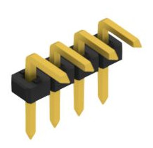 Pin header, 4 pole, pitch 2 mm, angled, black, 10062613