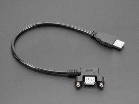 Adafruit Panel Mount USB Cable - USB A Plug to USB A Right Angle Socket