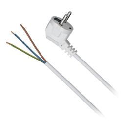 Kabel zasil. siec. 5m 3x1mm bi. Biały wt.kąt z uziemieniemELGOTECH