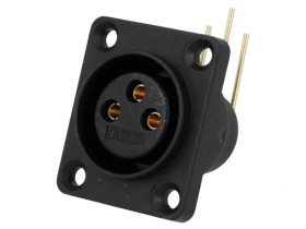 Gniazdo XLR żeńskie PIN 3 kątowe 90 uszczelniane THT 5A CP30072