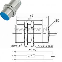 Czujnik indukcyjny LR30BF10DPC ( PNP, NC, 3P)