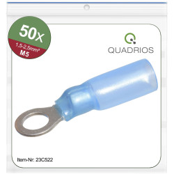 Quadrios 23C522 Ring Terminal 2.5mm&#xB2; Hole &#xD8;5.3mm 50pcs Blue Insulated