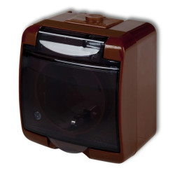 JUNIOR Gniazdo pojedyncze z/u SCHUKO (klapka dymna) brązowy 4GHE-1sd