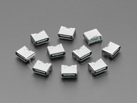 Adafruit USB C SMT / THM Jack Connector - Power Only - Pack of 10